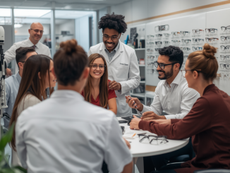 Group of employees sitting together talking