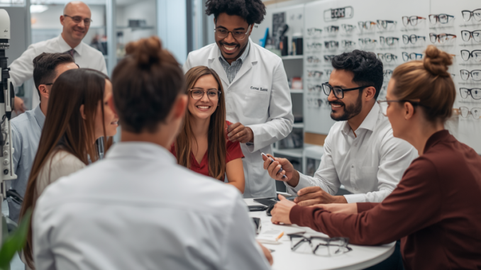 Group of employees sitting together talking