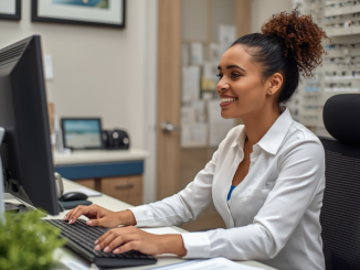 Woman looking at computer screen