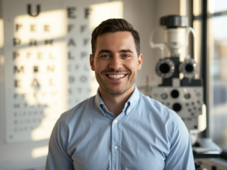 Male optometrist smiling